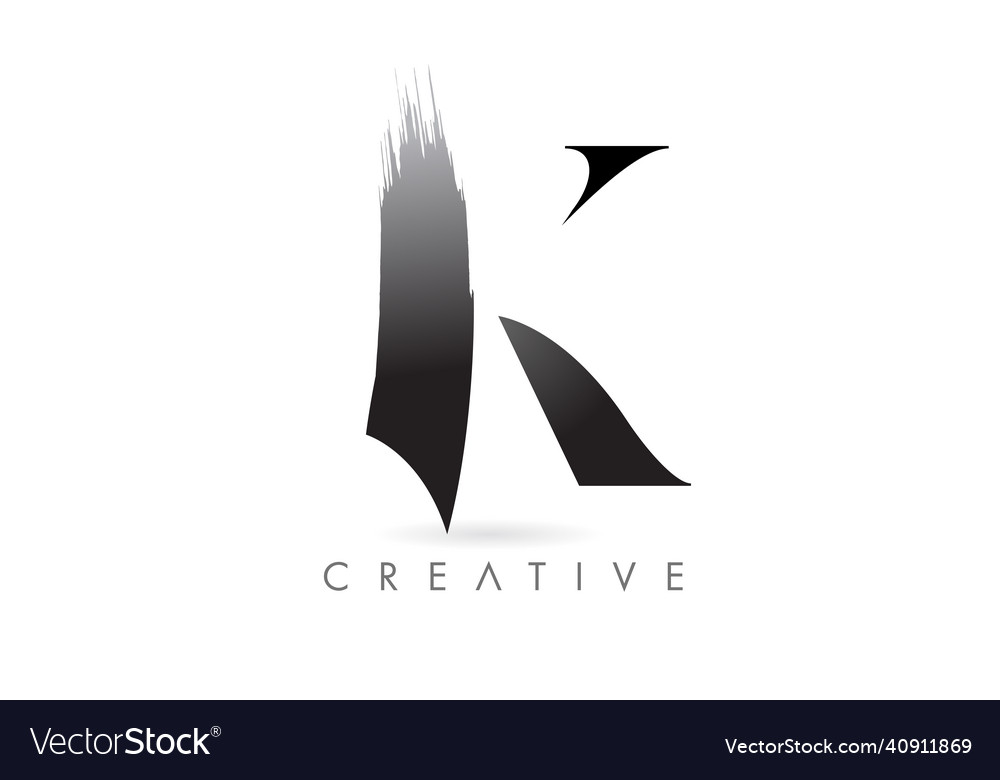 Artistic k brush stroke letter design logo icon Vector Image