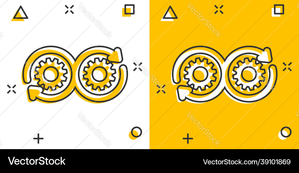Development icon in comic style devops cartoon Vector Image