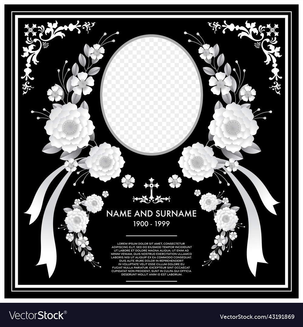 Memorial funeral card templates with flowers Vector Image