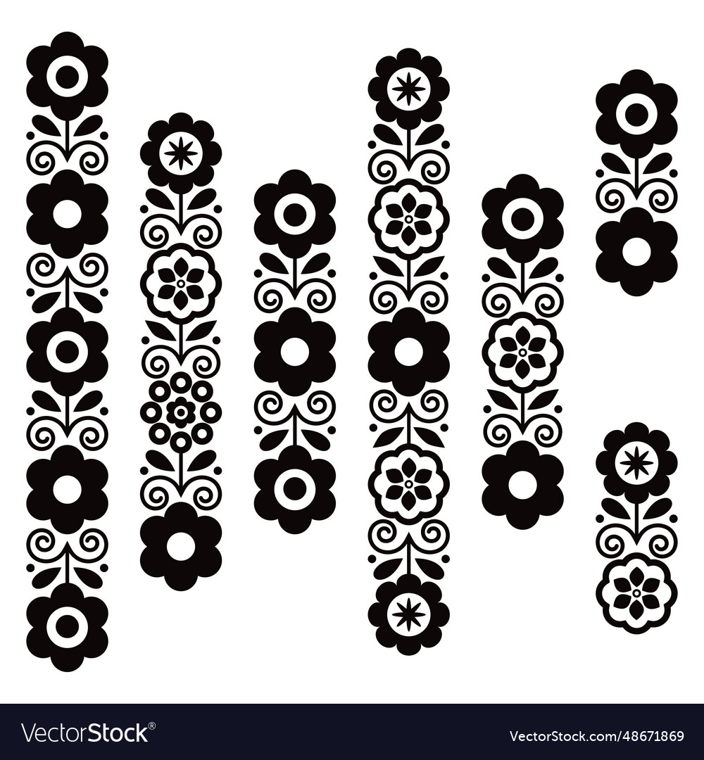 Polish retro folk art long vertical design Vector Image