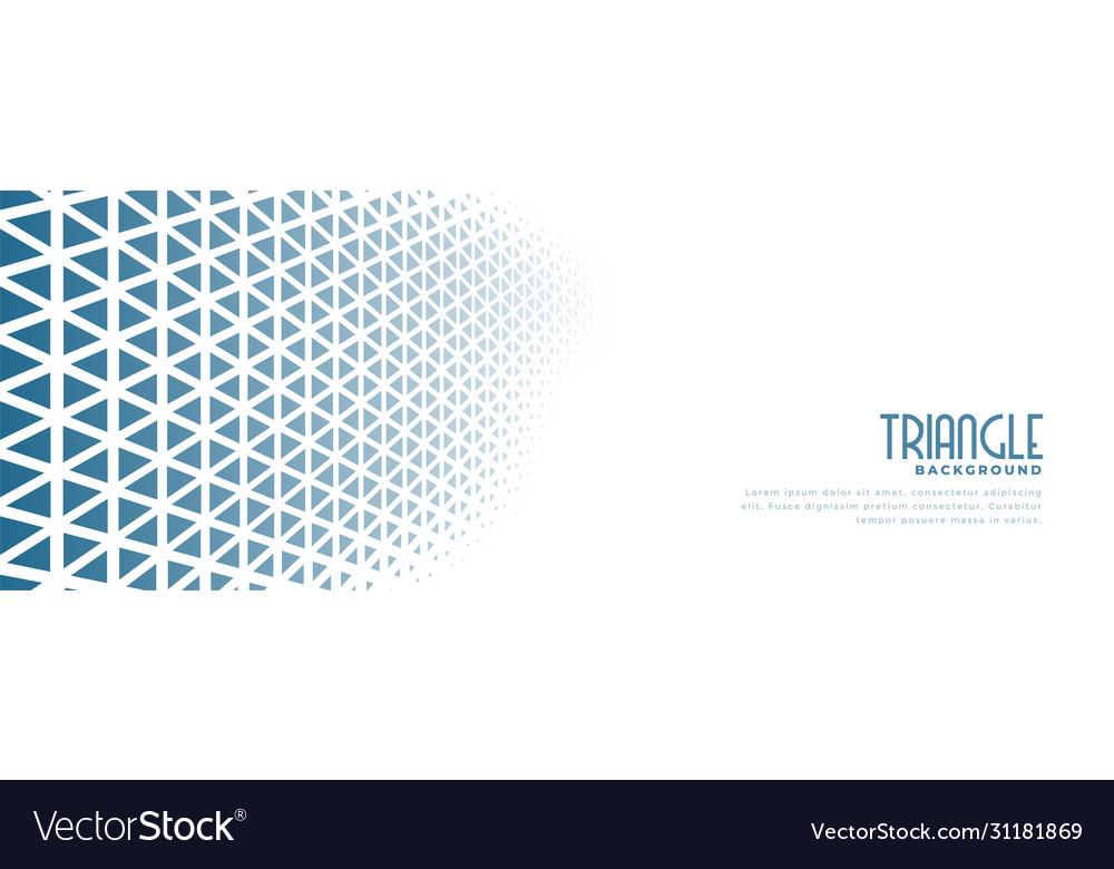 White banner with blue triangle halftone pattern