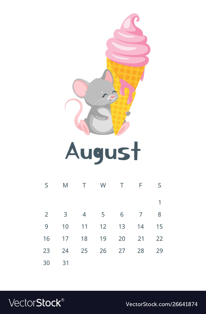 August calendar flat Royalty Free Vector Image