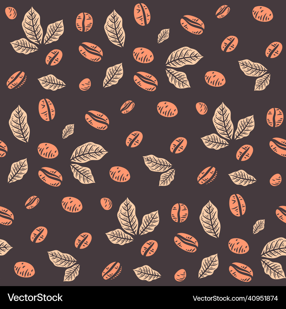 Coffee beans seamless pattern background Vector Image