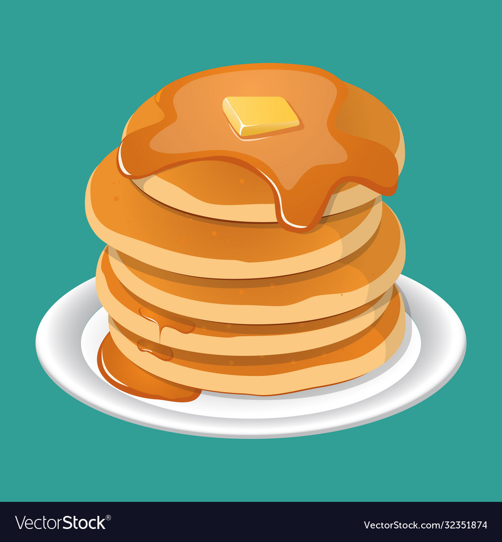 Fresh tasty hot pancakes with sweet maple syrup Vector Image