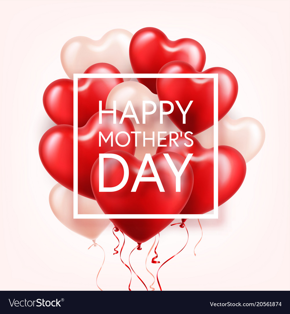 mothers day background with red hearts balloons vector image