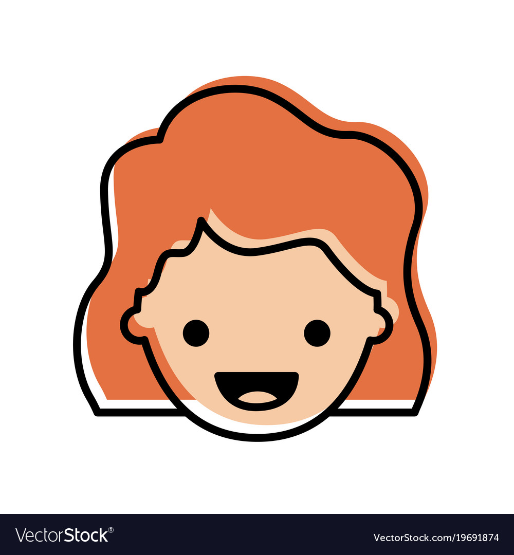 People Graphic Face Of Girl With Wavy Hair In Vector Image