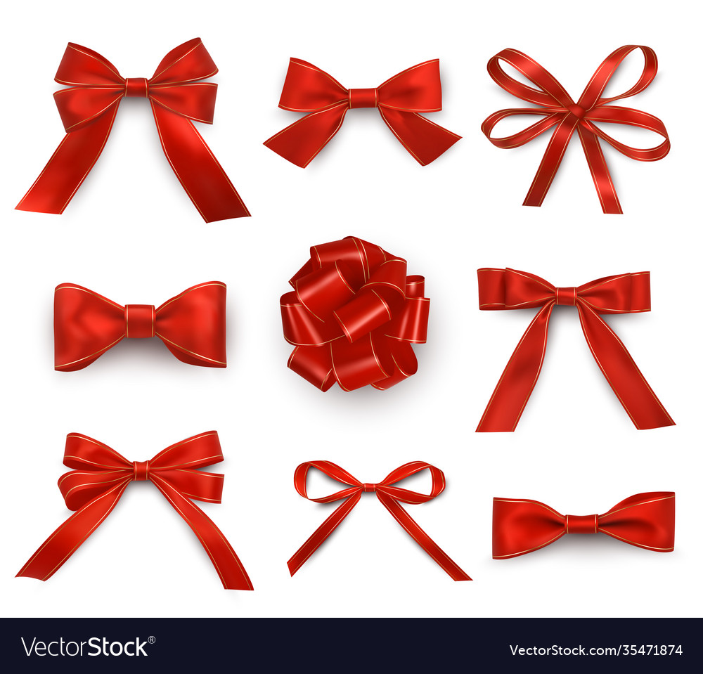 Red bows with single double multiple loops Vector Image