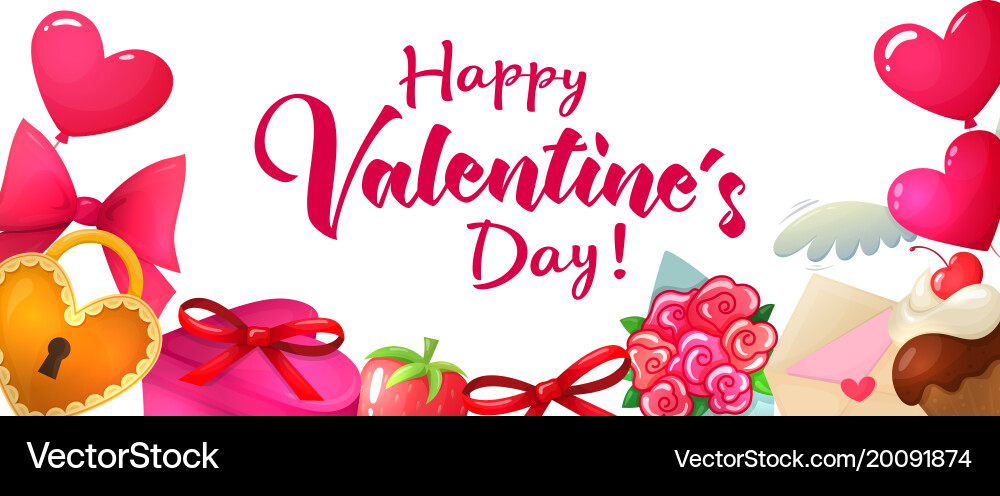 Valentines Day Horizontal Banner Royalty Free Vector Image