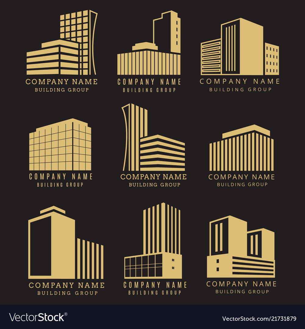 Construction logo real estate emblems vector image Construction logo real estate emblems