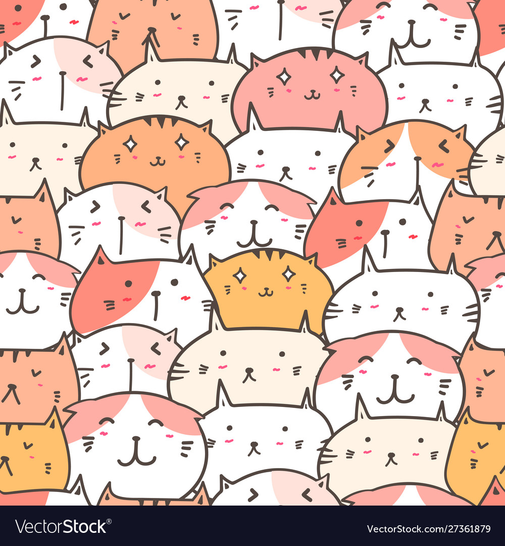 Cute cat seamless pattern background Royalty Free Vector