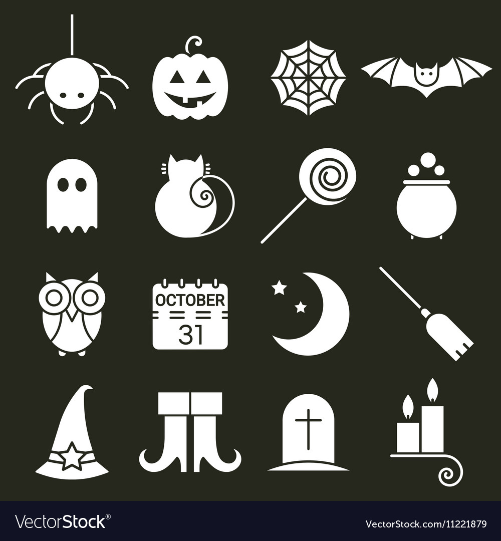 Halloween flat icons set Royalty Free Vector Image