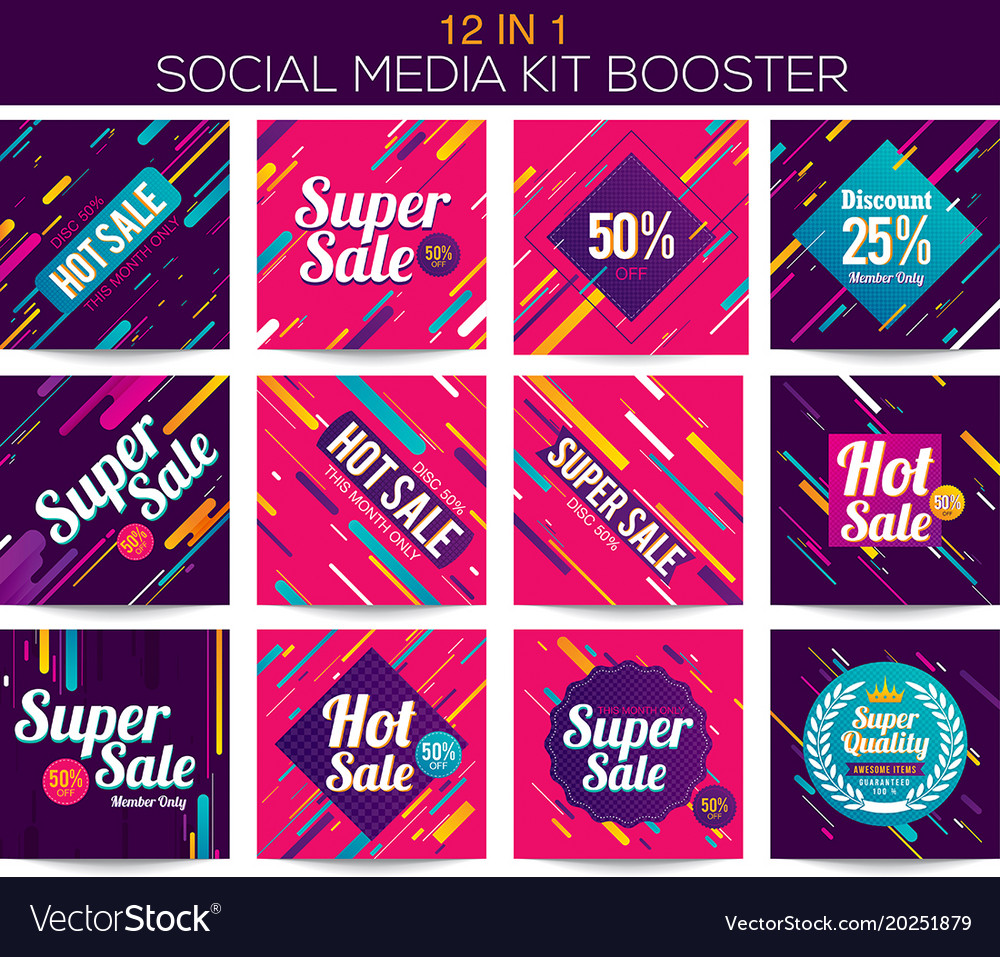 multipurpose social media kit booster royalty free vector