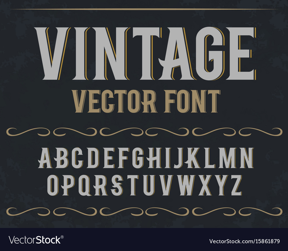 Vintage label font retro font Royalty Free Vector Image