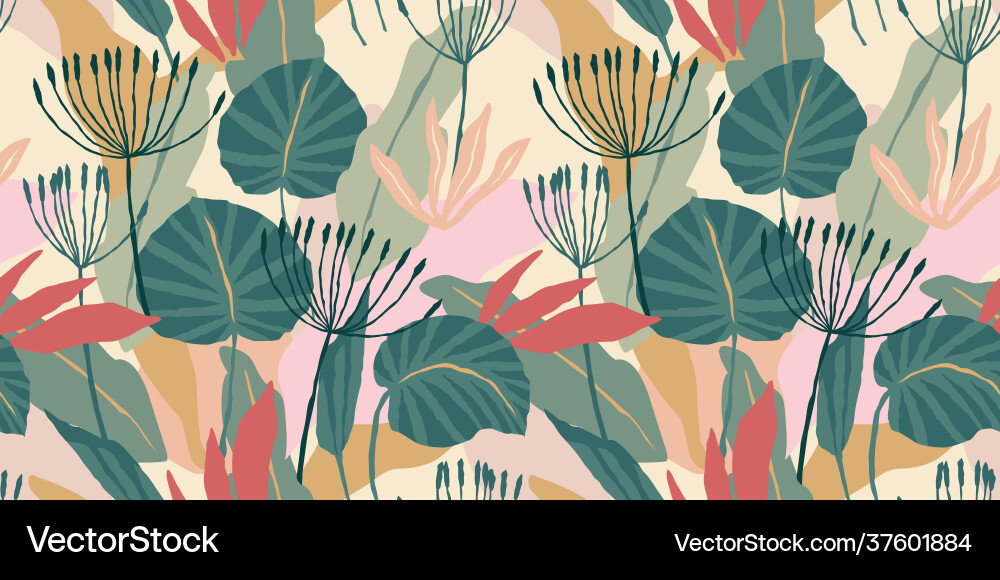 Artistic seamless pattern with abstract leaves Vector Image