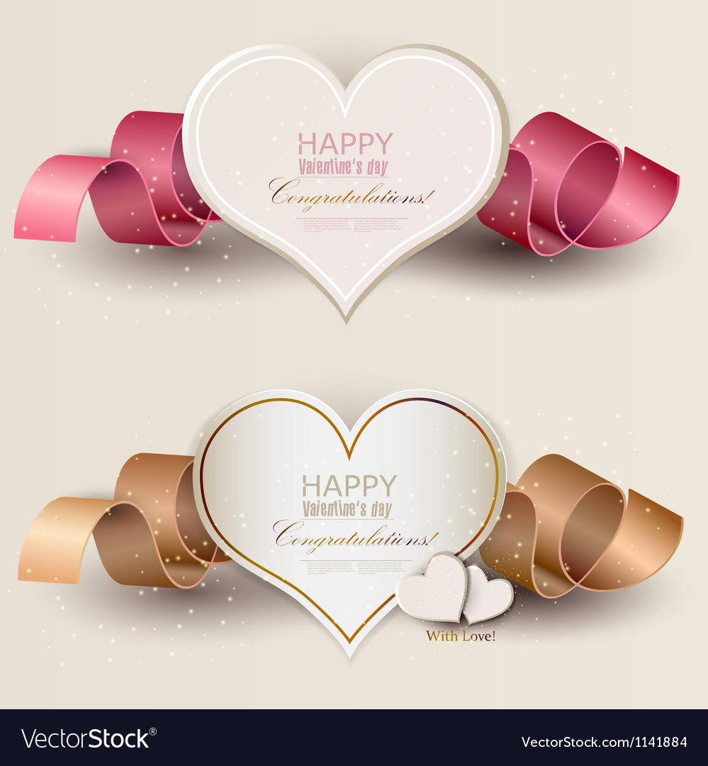 Collection of gift cards with ribbons background Vector Image