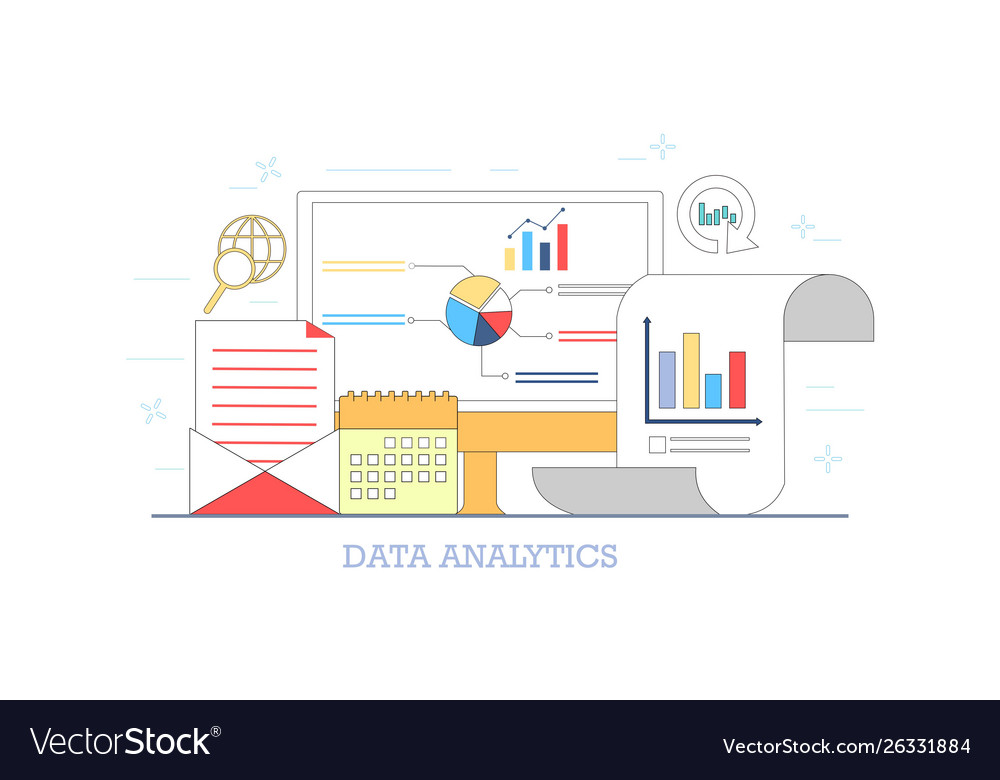 Data analysis related research info Royalty Free Vector