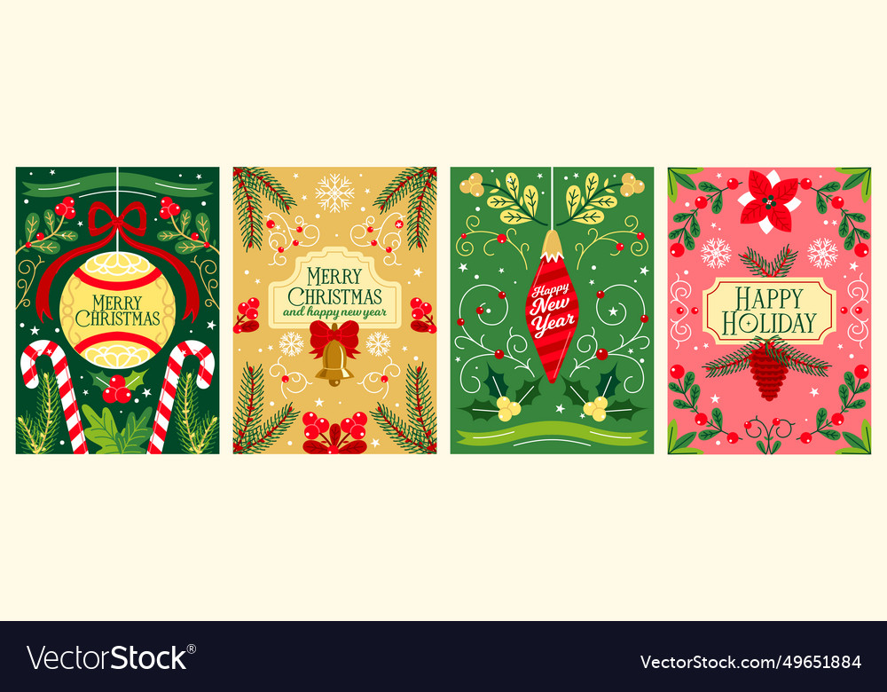 Merry christmas poster set Royalty Free Vector Image