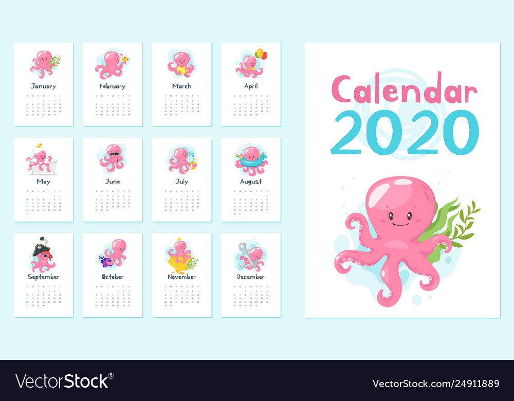 2020 calendar page Royalty Free Vector Image - VectorStock