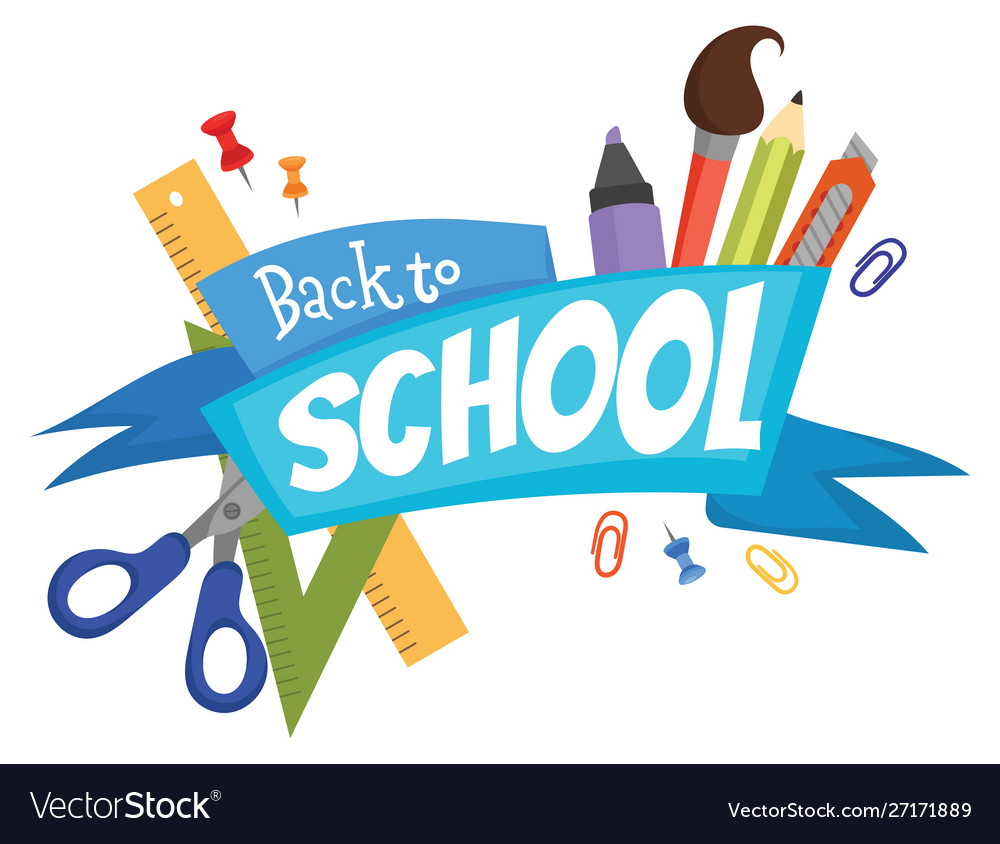 Cartoon with school things and the Royalty Free Vector Image