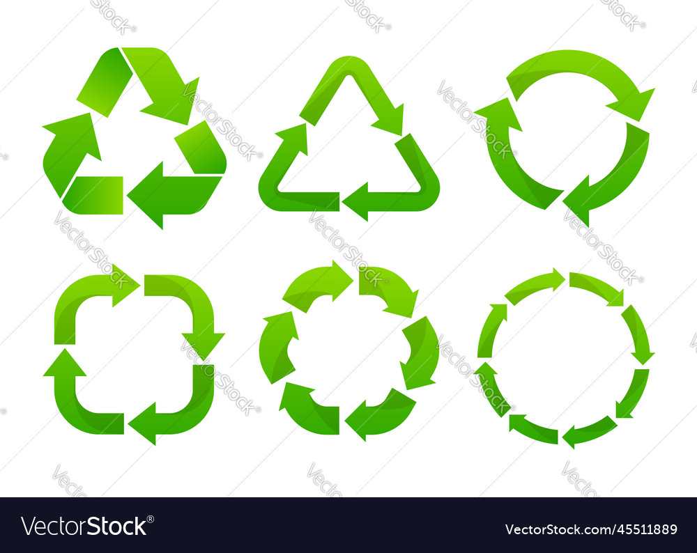 Collection of recycling icons waste Royalty Free Vector