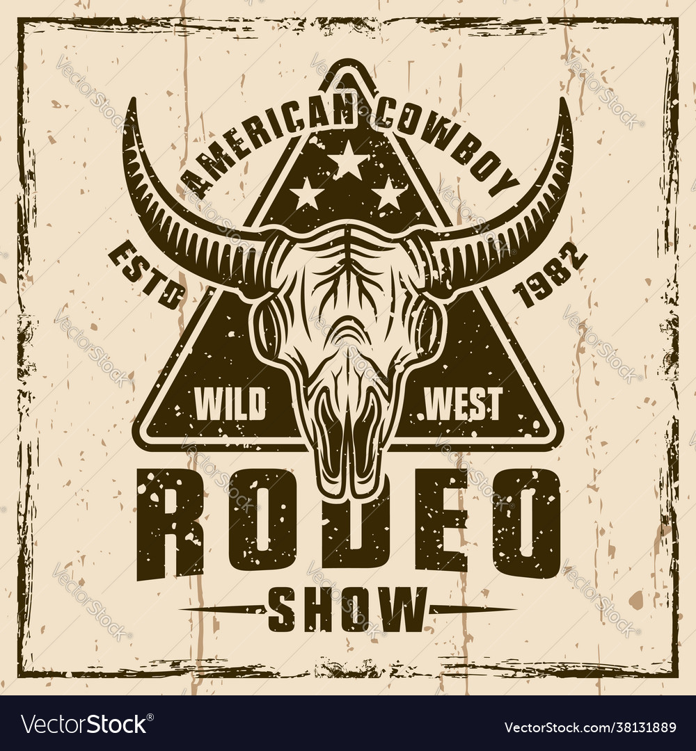 Cowboy rodeo show colored emblem or t-shirt Vector Image