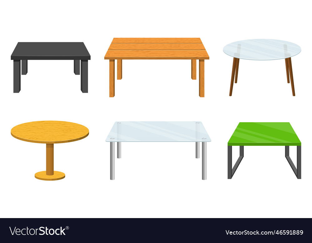 Different tables set isolated on white background Vector Image