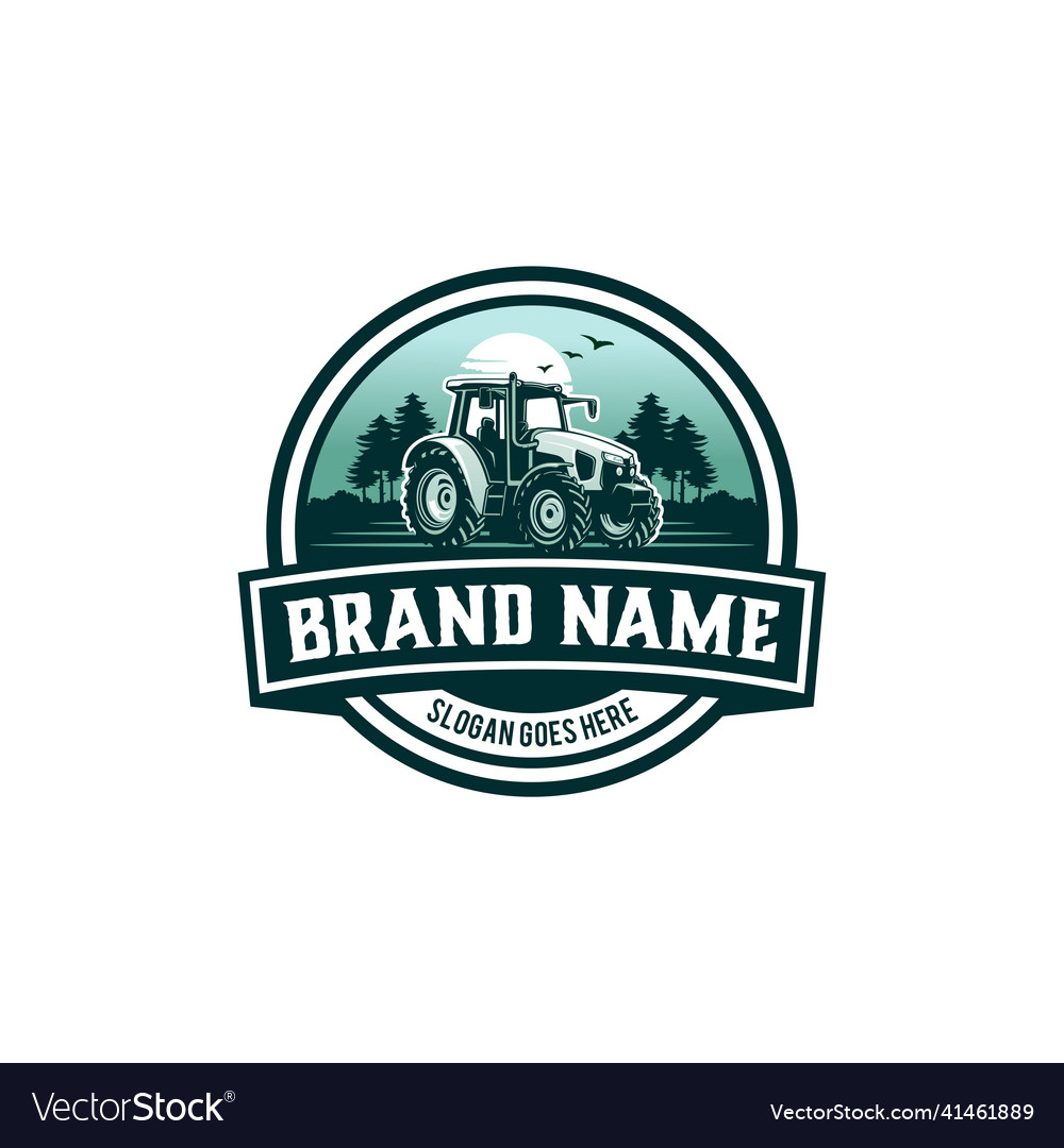 Farm logo with tractor Royalty Free Vector Image