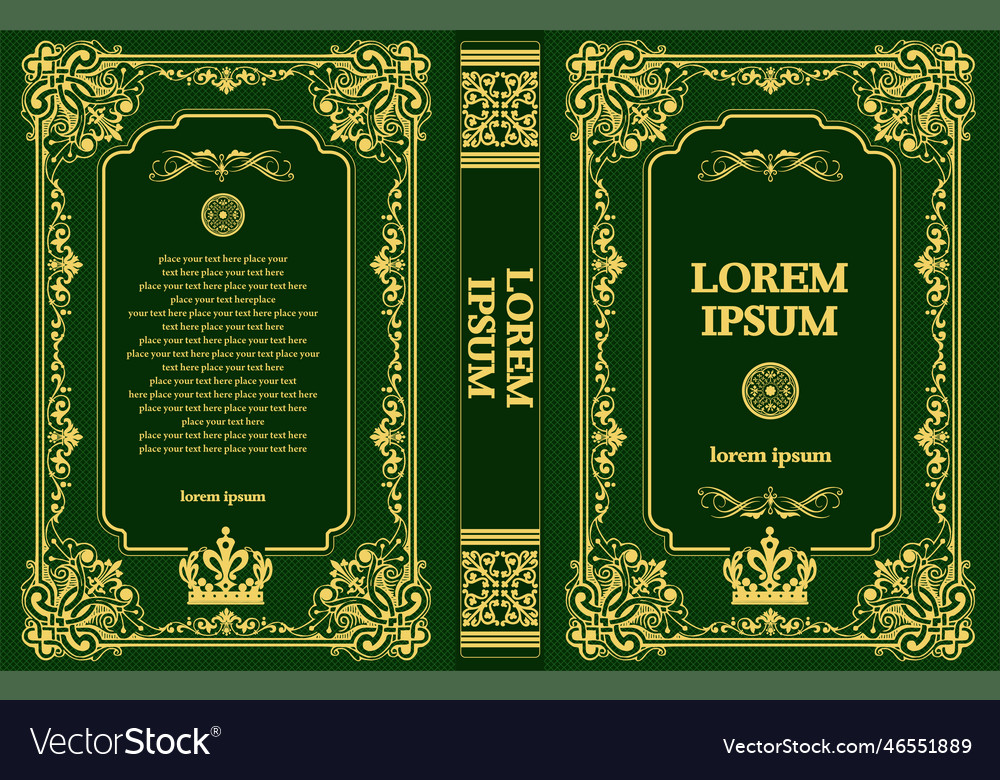 Ornate leather book cover and old retro ornament Vector Image