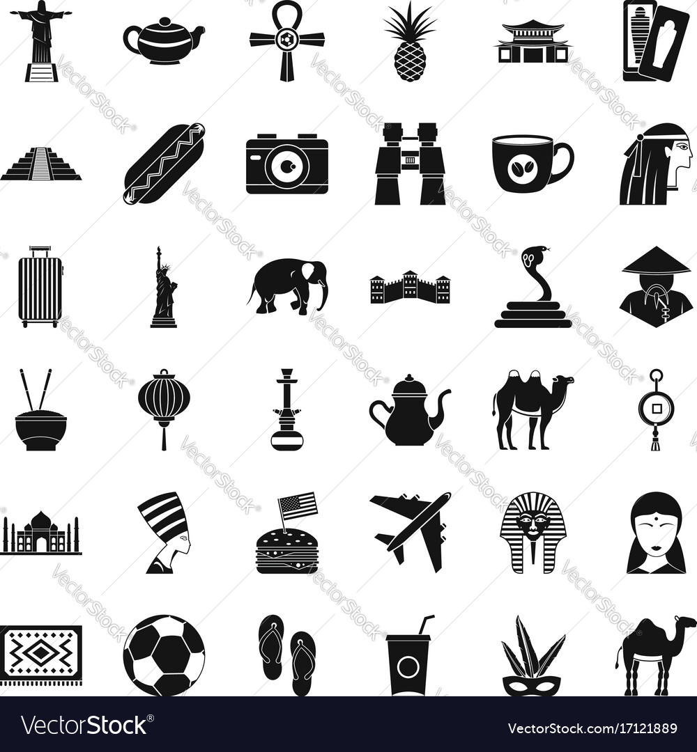 Travel icons set simple style Royalty Free Vector Image