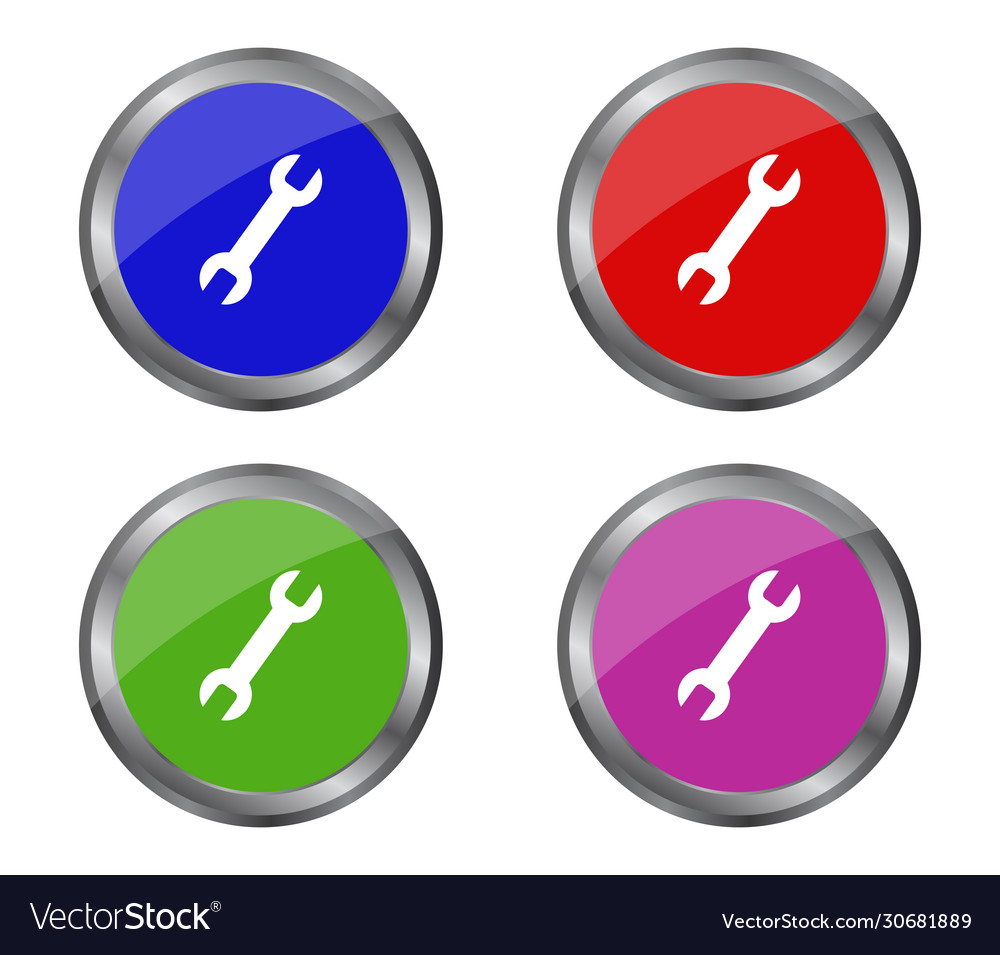 Wrench button icon in on white background Vector Image