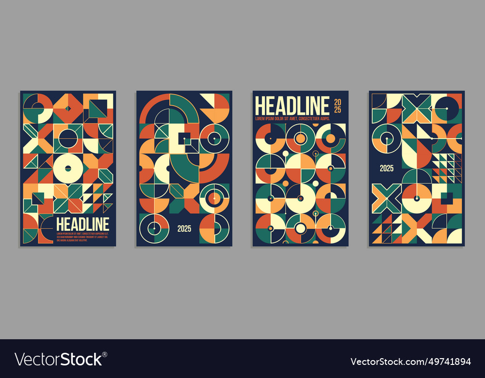 Abstract geometric posters and covers set Vector Image