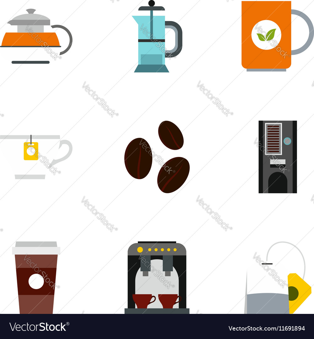 Beverage Icons Set Flat Style Royalty Free Vector Image