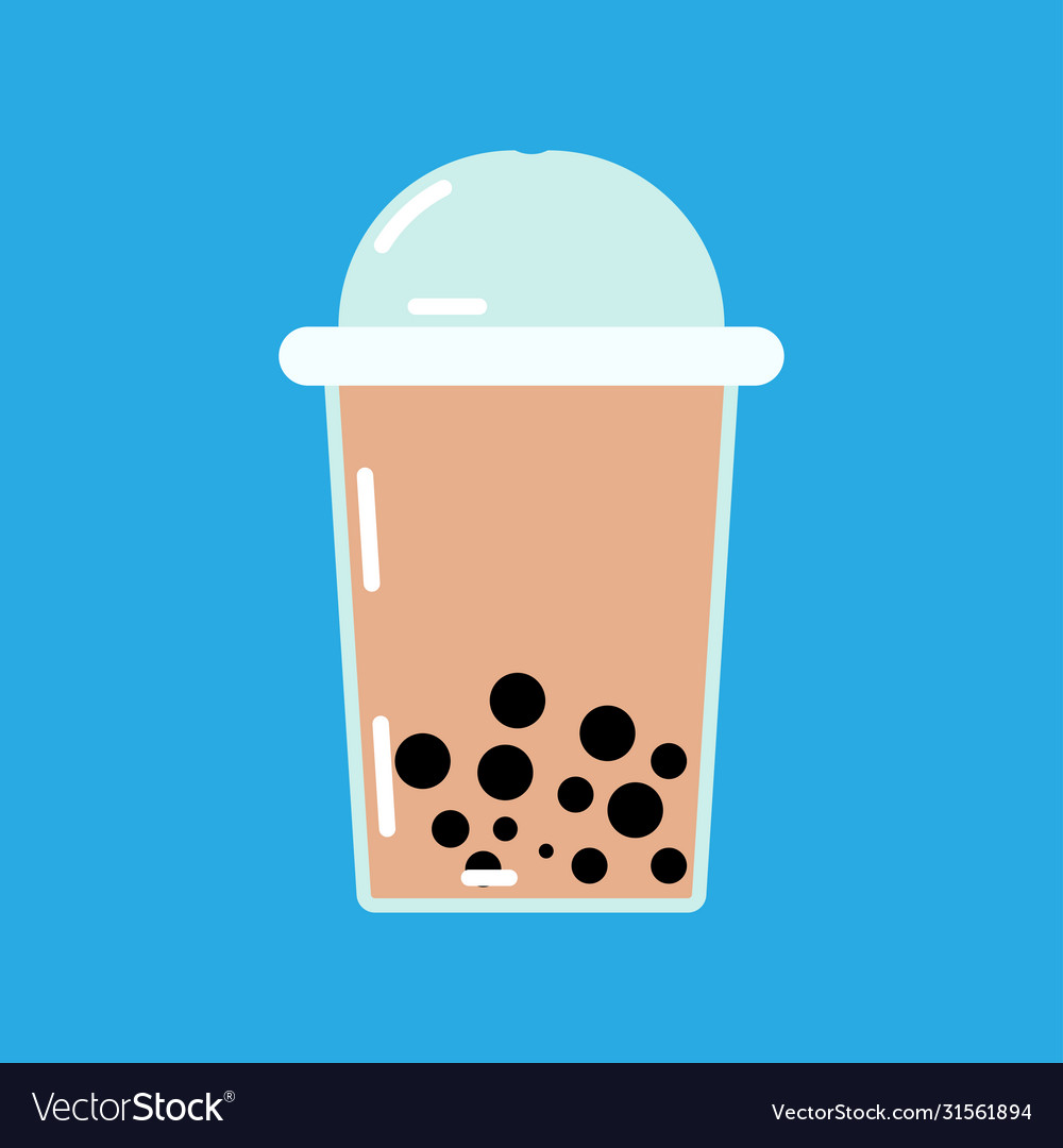 Bubble or pearl milk tea or boba flat color icon