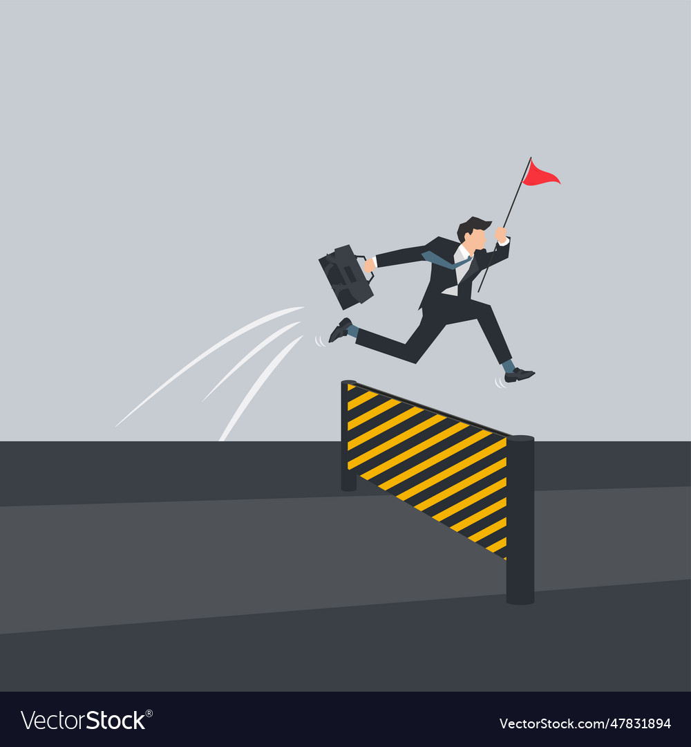 Businessman jumping on the obstacle Royalty Free Vector