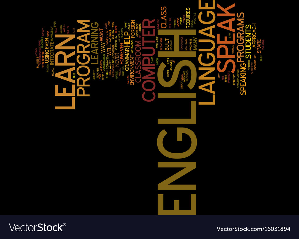 Learn to speak english text background word cloud Vector Image