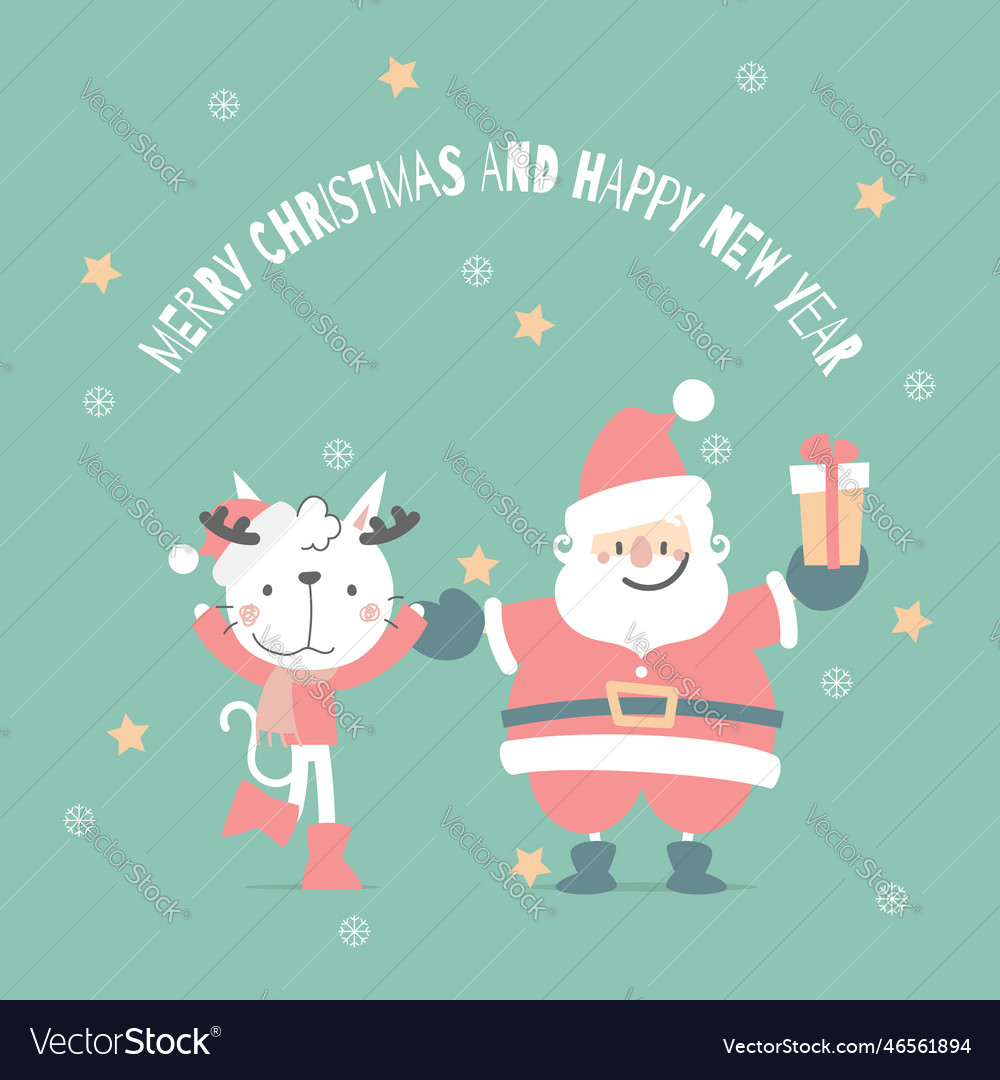 Merry christmas and happy new year with cute santa