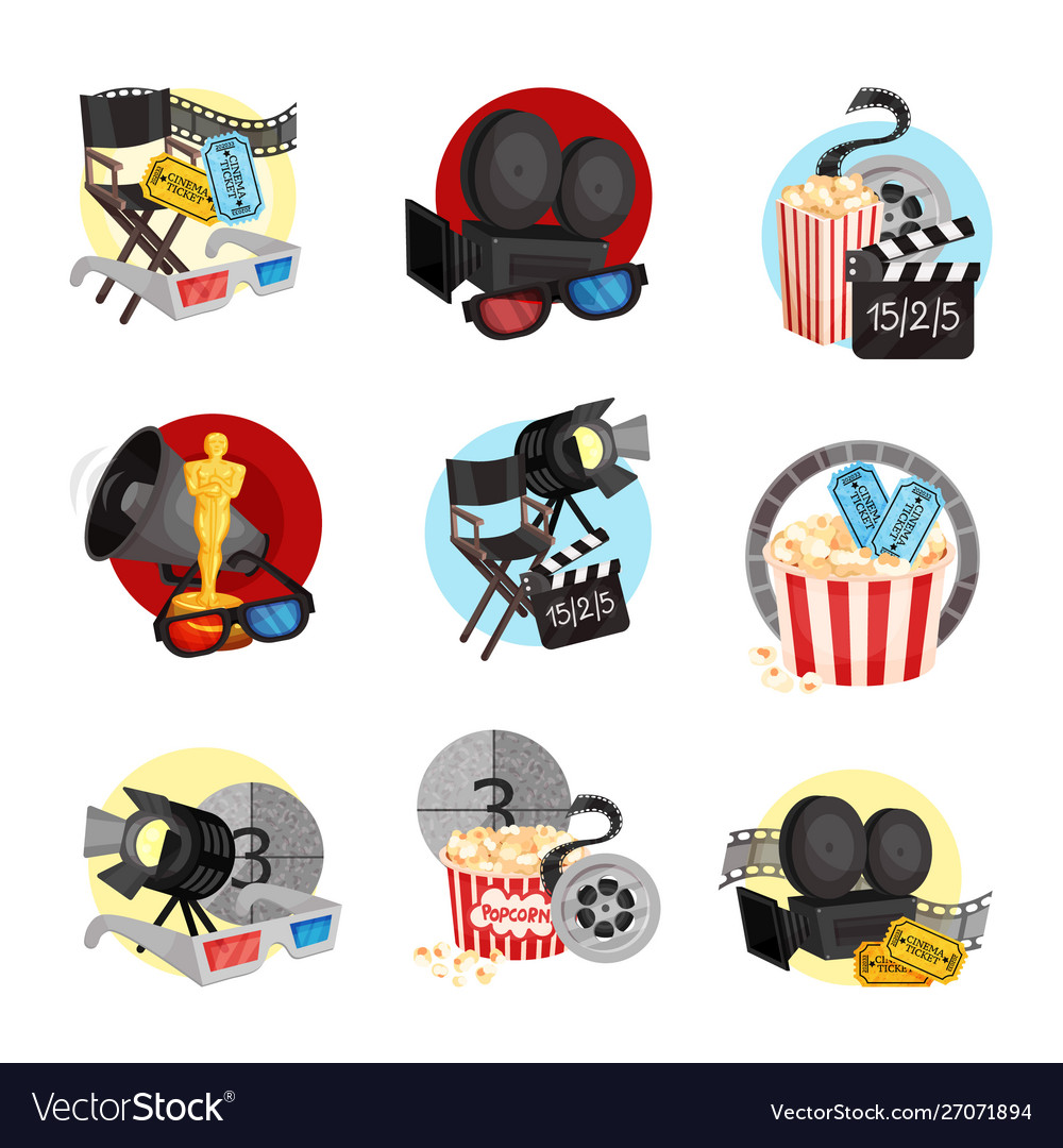 Set Compositions From Movie Items Royalty Free Vector Image