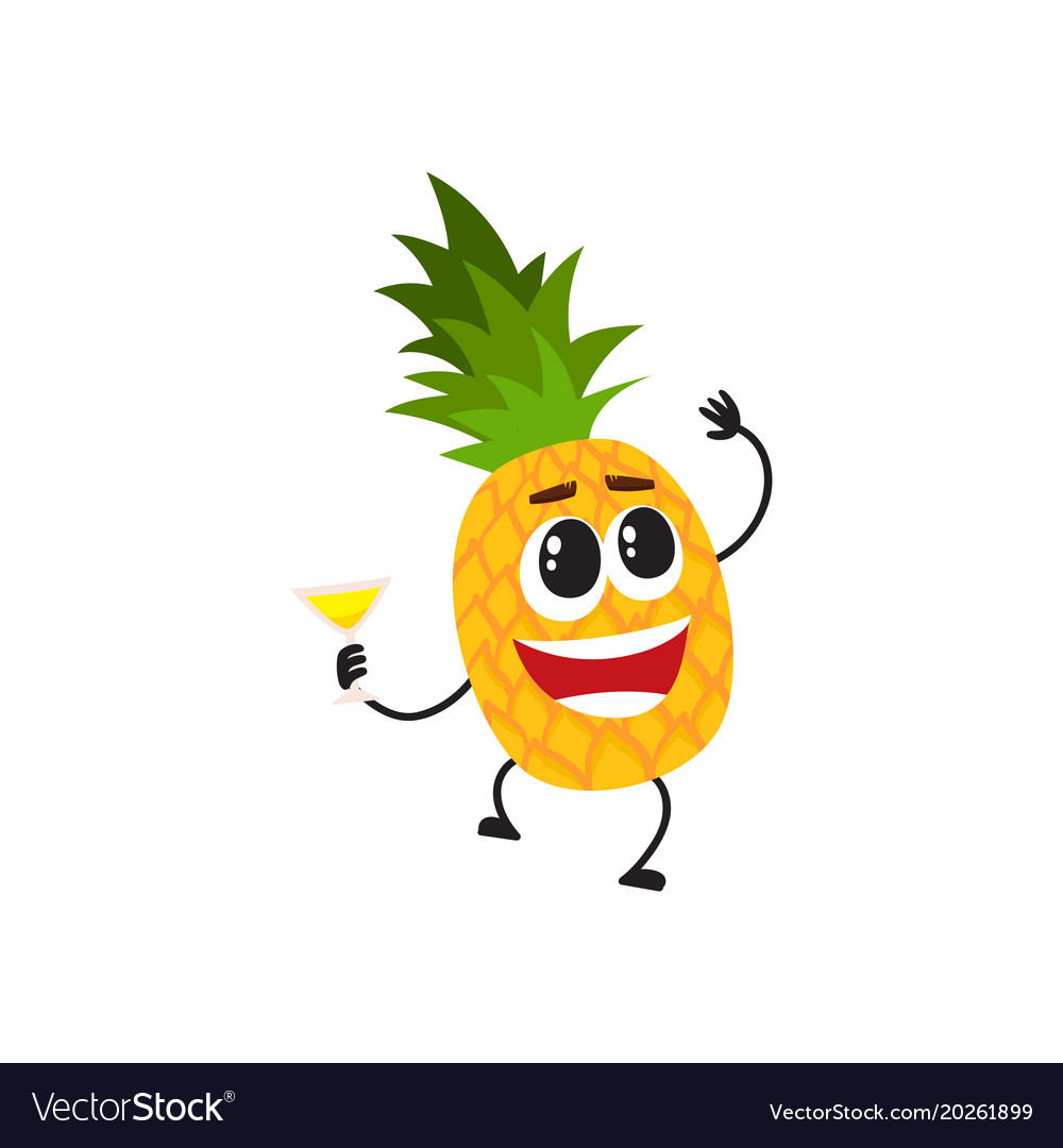 Funny Pineapple Character Having Fun At Party Vector Image 0656