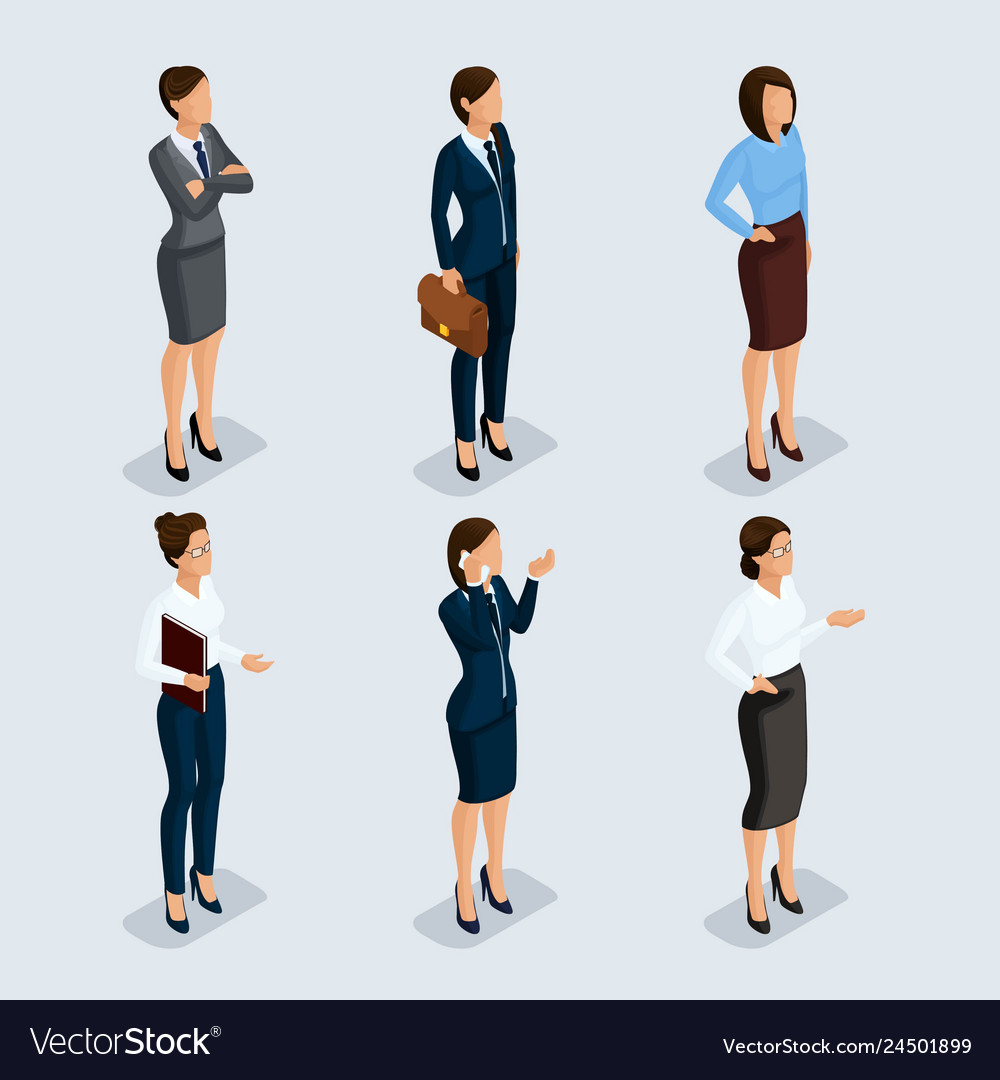 Isometric set businessmen in suits vector image Isometric set businessmen in suits