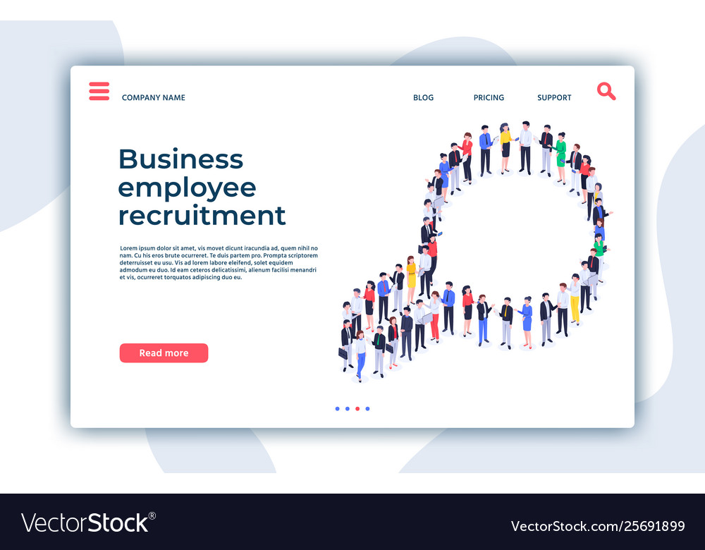 Recruitment Landing Page We Are Hiring Magnifier Vector Image