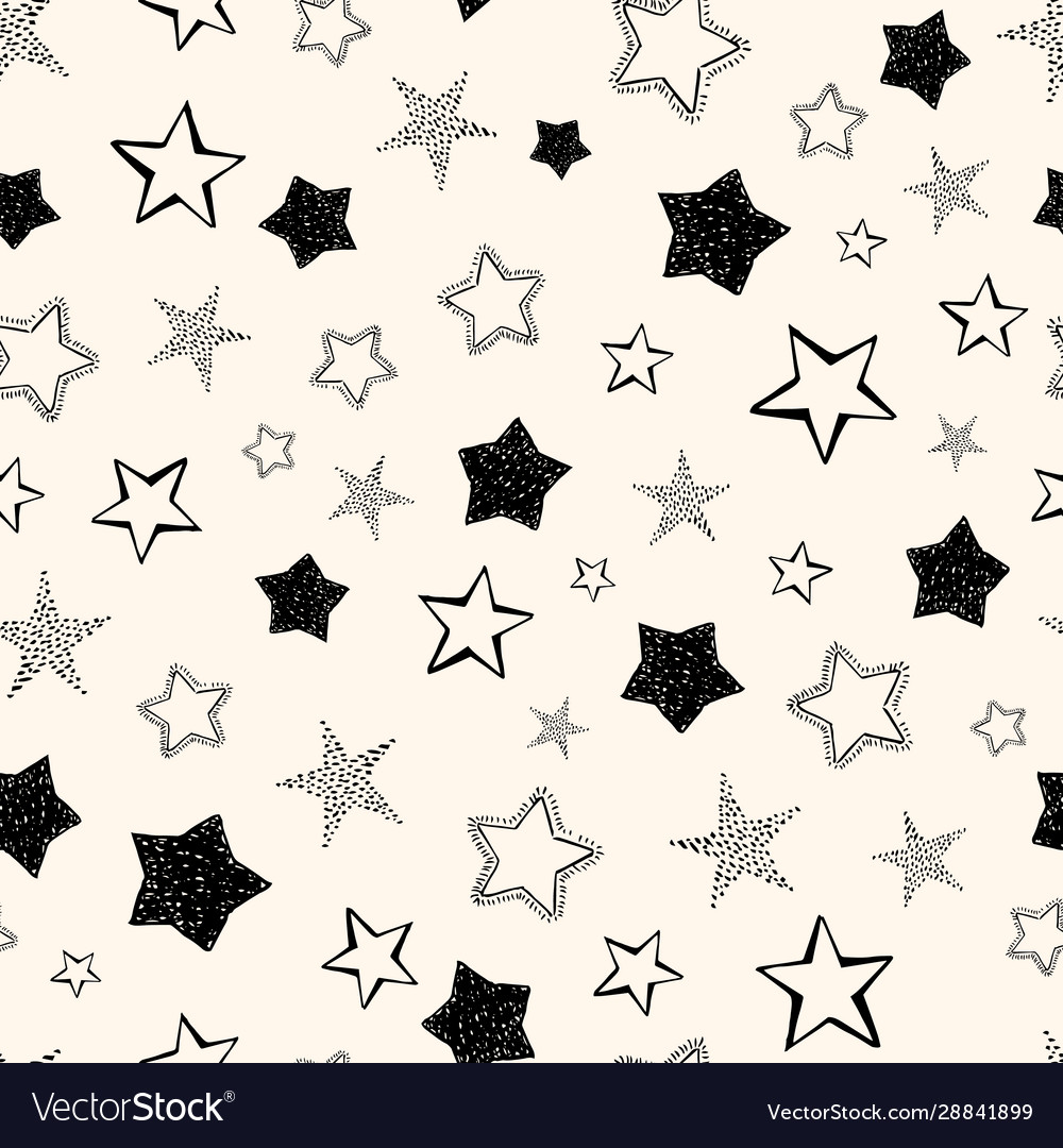 Seamless doodle hand drawn stars Royalty Free Vector Image