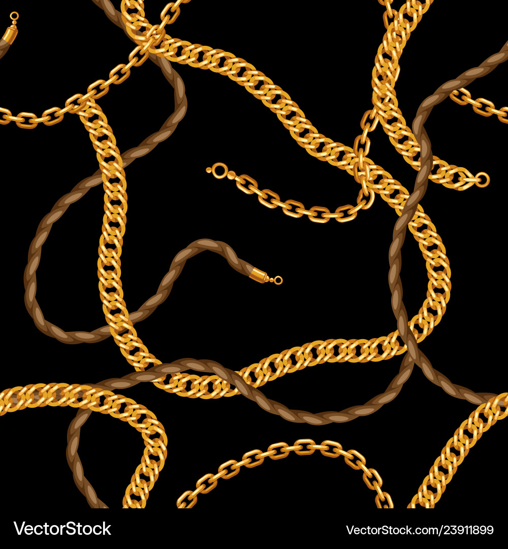 Seamless pattern with golden chains Royalty Free Vector