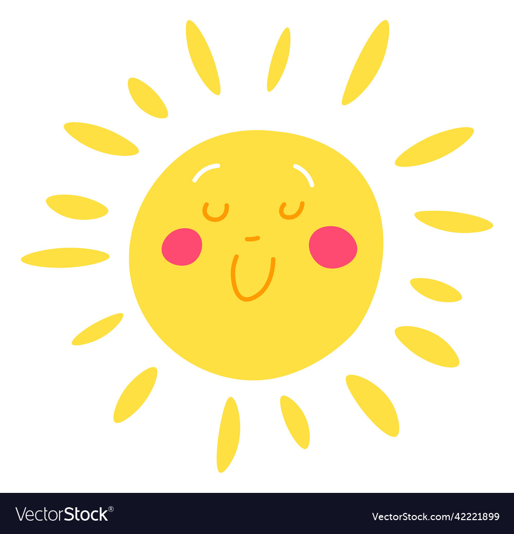 Sunshine sun character with rays funny personage Vector Image