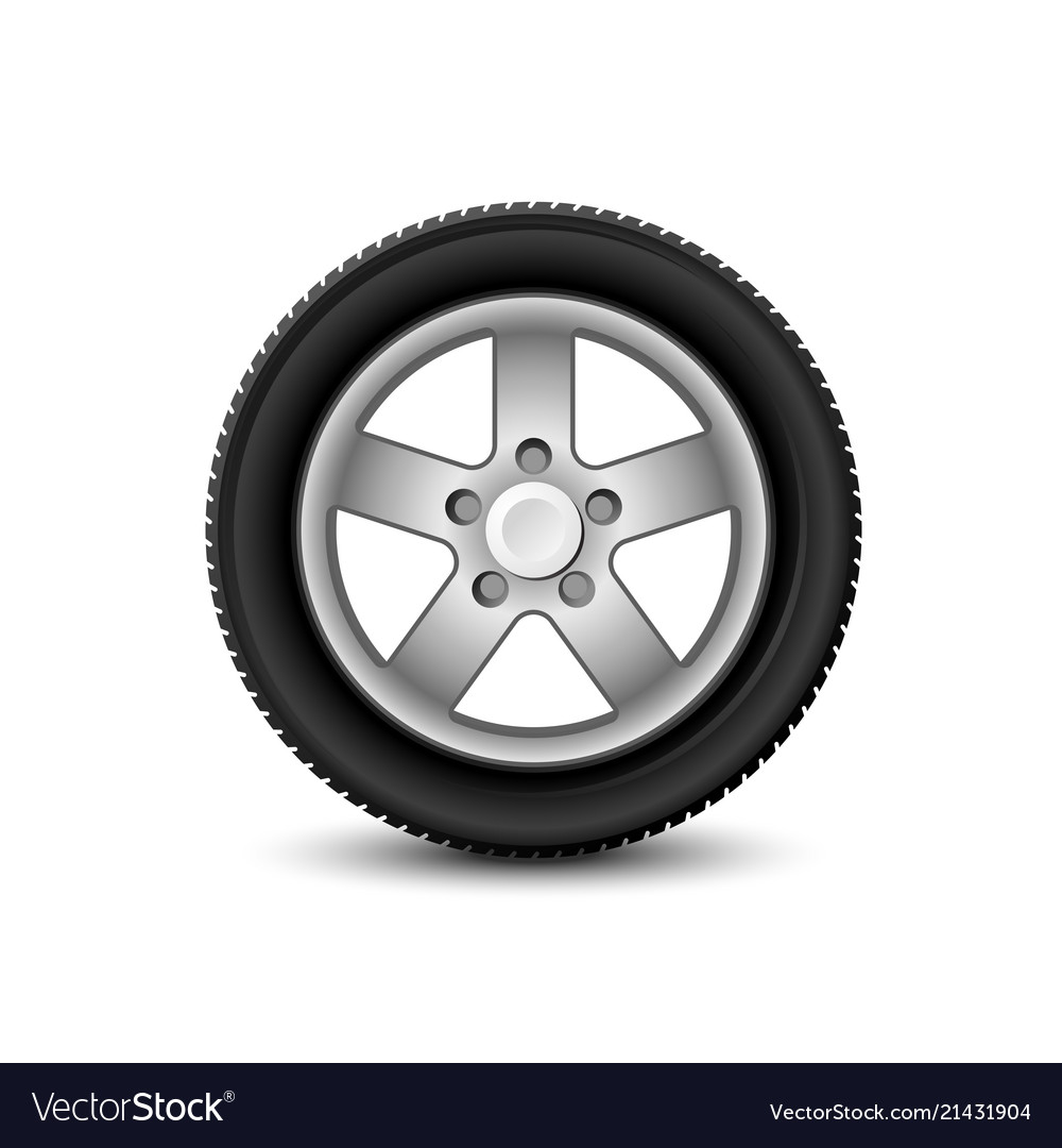 Car wheel with tyre on white background Royalty Free Vector