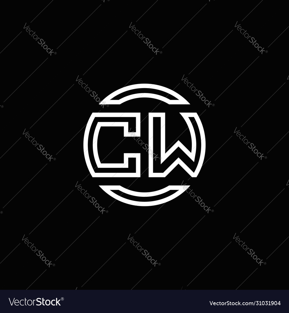 Cw logo monogram with negative space circle Vector Image