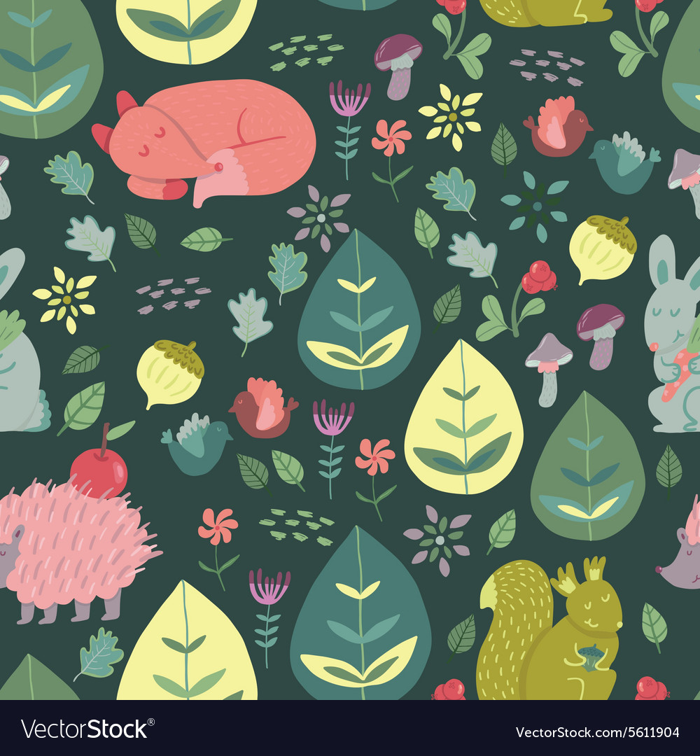 Download Forest Friends Cute seamless pattern Royalty Free Vector