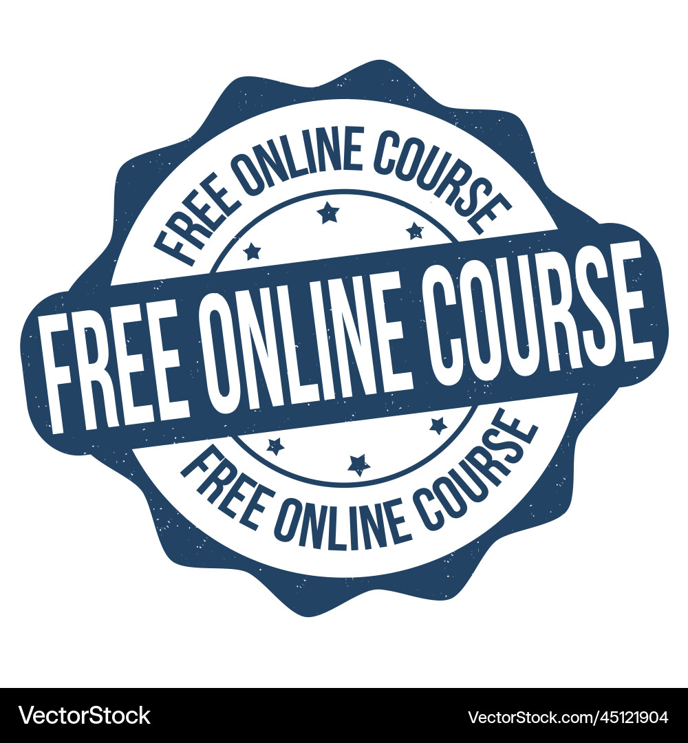 Free online course grunge rubber stamp Royalty Free Vector