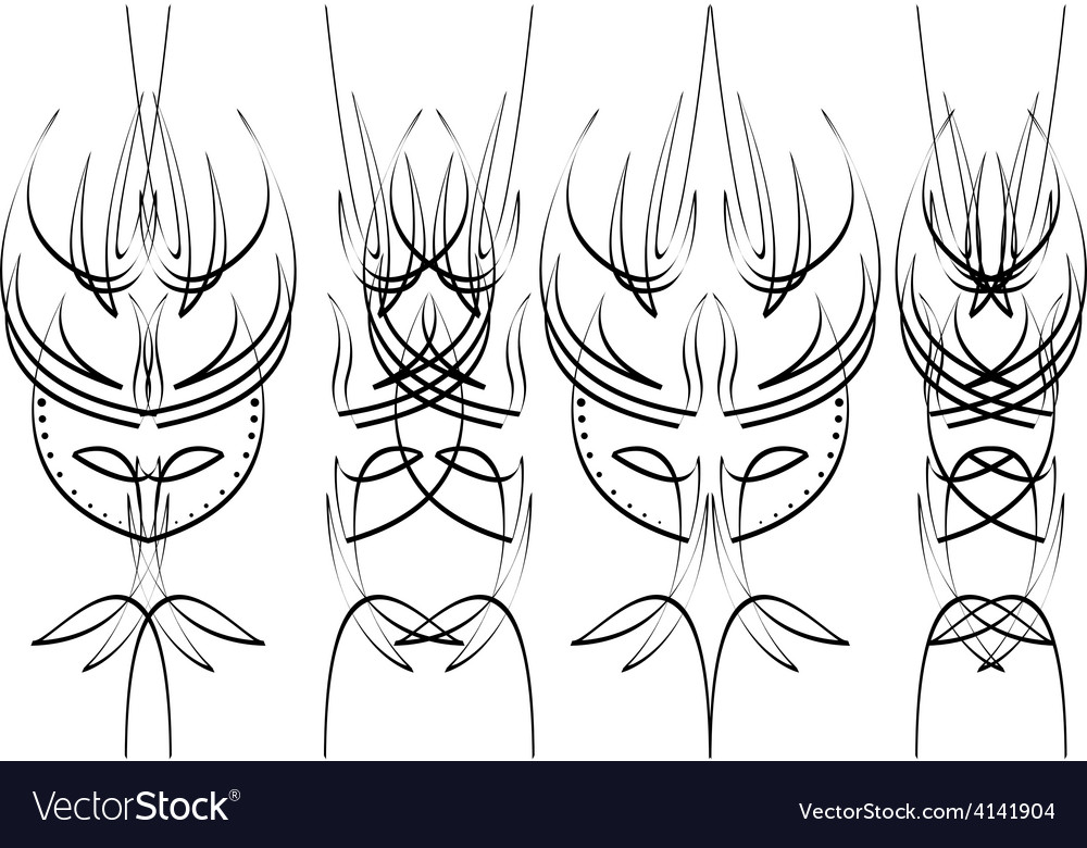 Pinstripe design four black elements on white