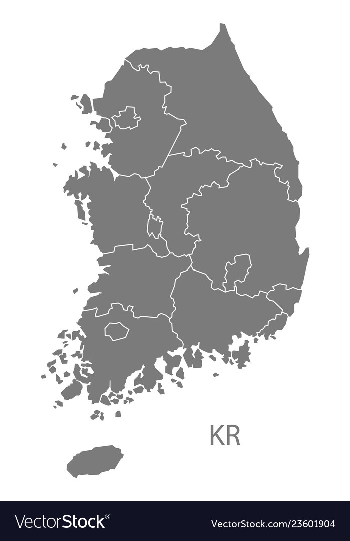 South korea regions map grey Royalty Free Vector Image