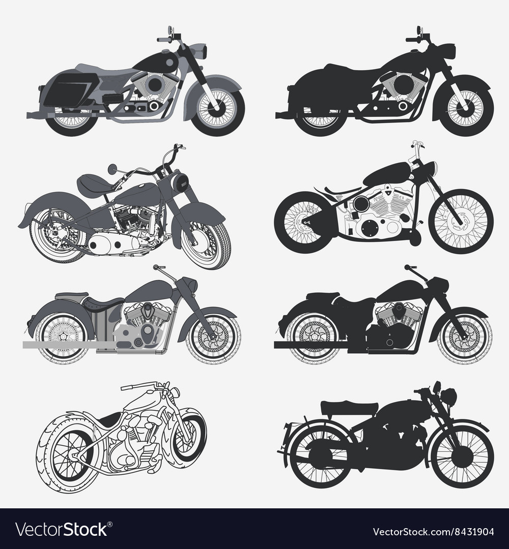 Vintage Motorcycle Set Royalty Free Vector Image